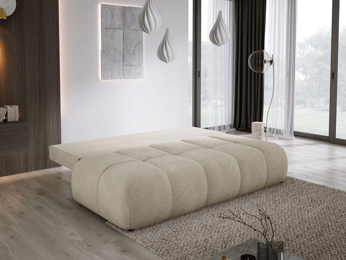 SOFA COCO MINI SCHLAFSOFA mit Bettfunktion, CLOUD Stoffbezug, 2-Sitzer, freistehend, Größe: 205x105x97 cm, Beige - Beige, Holz/Textil (205/97/105cm) - DomoHome