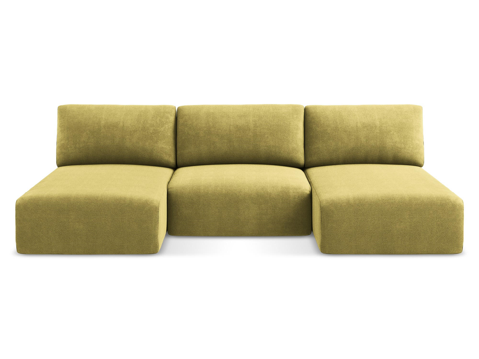WOHNLANDSCHAFT Chenille Stoff Grün - Limette/Schwarz, Kunststoff/Textil (304/79/149cm) - Makamii