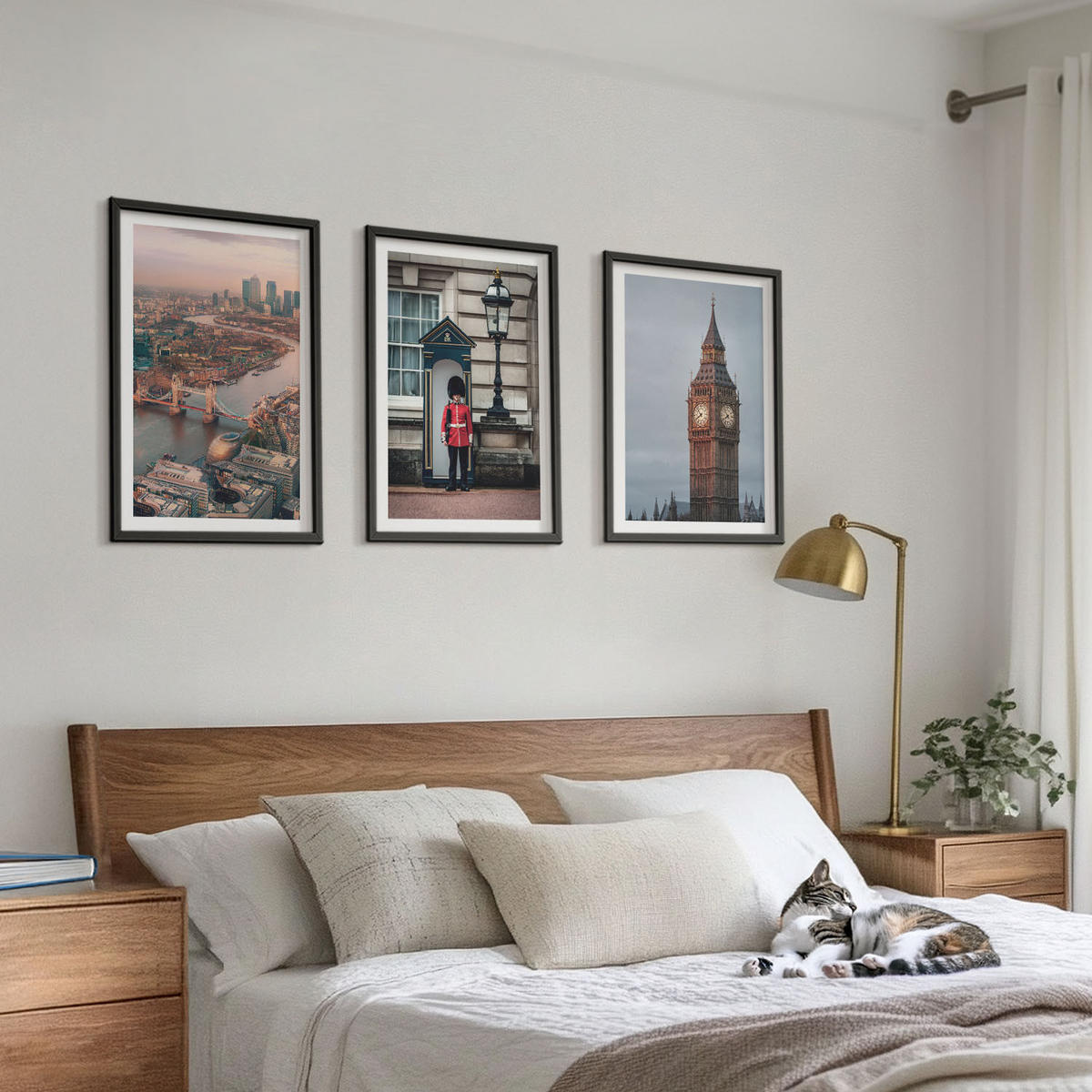 WANDBILDER 3er-Set - 40x60 cm Schwarzer Rahmen - London Bridge Guardian Big Ben - Schwarz, Kunststoff (40/60cm) - ArtPrintCave