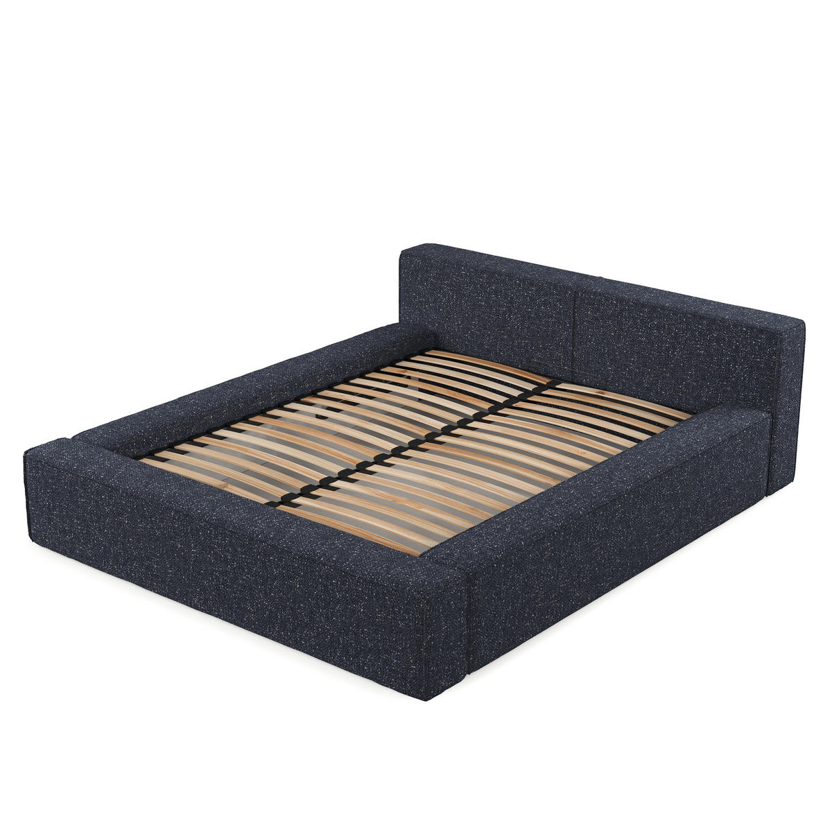 POLSTERBETT Casto mit Stauraum 200/200 cm Dunkelblau im Blur Stoff - Schwarz/Naturfarben, Holz/Holzwerkstoff (200/200cm) - AltaBeds