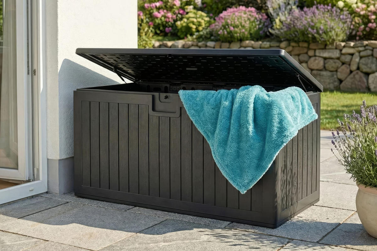 KISSENBOX Lilo 160x80 cm, Kunststoff, Schwarz - Schwarz, Kunststoff (160/72/80cm) - dasmöbelwerk