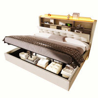POLSTERBETT 180/200 cm in Beige mit LED, USB, Type-C und Stauraum aus Leinen und MDF - Beige, Holzwerkstoff/Textil (180/200cm) - STILVORA