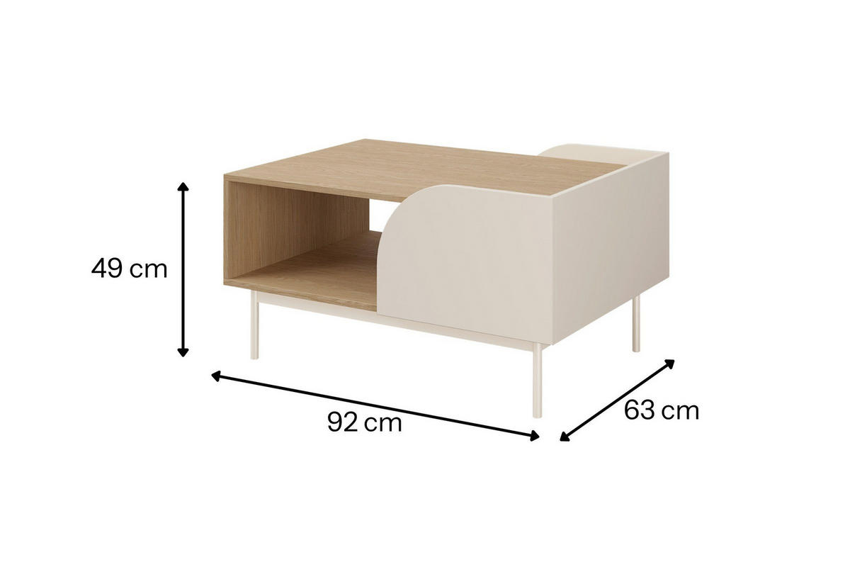 COUCHTISCH CARLO 12 92/49/63 cm in Macadamia / Frühlingseiche - Kaschmir, Holzwerkstoff (63/92/49cm) - Deine Möbel 24