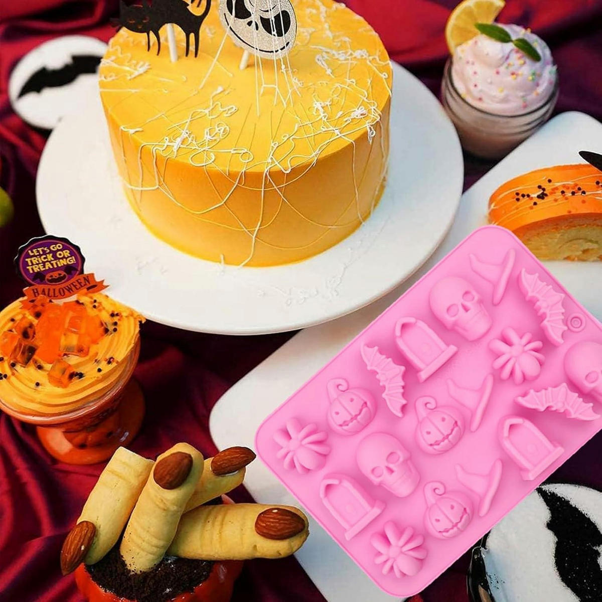 BACKFORM Silikon Halloween 2-teiliges Set - Rosa, Kunststoff