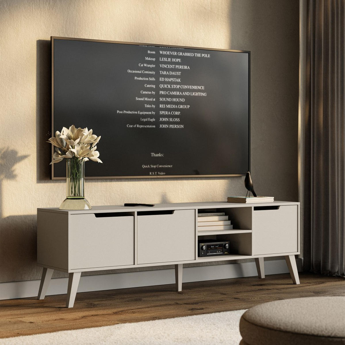 LOWBOARD Norel mit 3 Türen, 180 cm, Kaschmir - Kaschmir, Holz/Holzwerkstoff (180/55/40cm) - Beautysofa