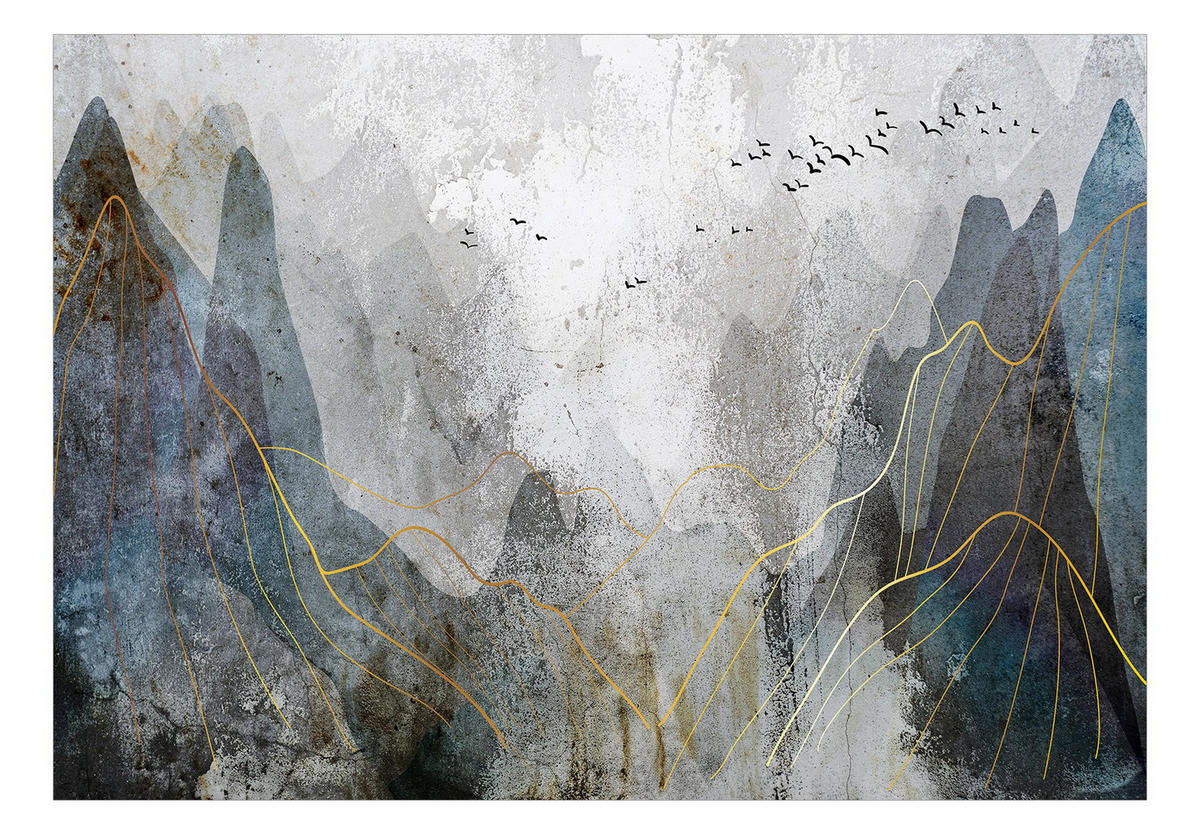 SELBSTKLEBENDE FOTOTAPETE 147/105 cm - Goldfarben/Grau, Kunststoff/Textil (147/1cm) - KUNSTLOFT