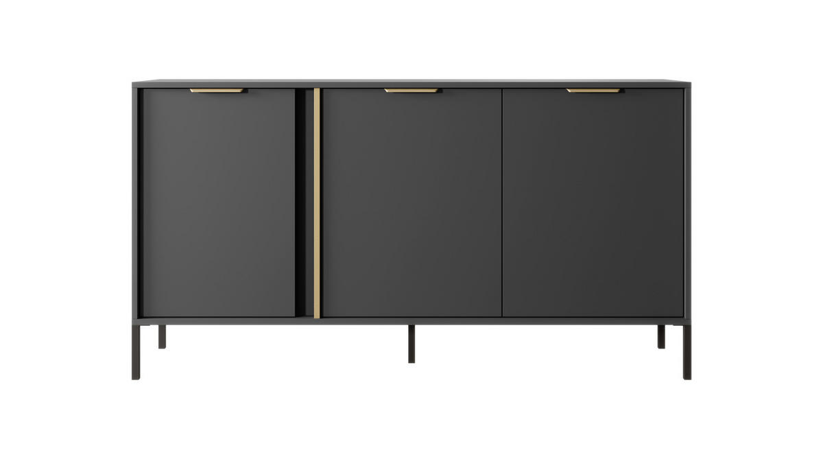 SIDEBOARD Valdi C 153 cm Anthrazit / Gold - mit 3 Türen - Anthrazit/Gelb, Holz/Holzwerkstoff (153/81/39cm) - Ravio
