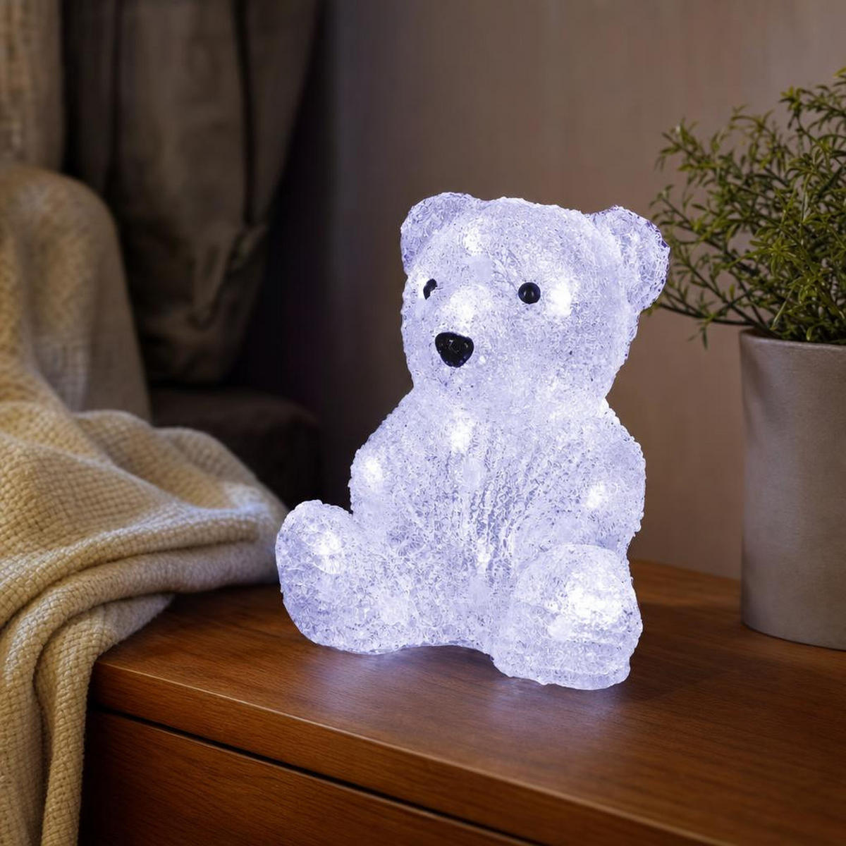 LED-ACRYLBÄR batteriebetrieben 18,5/15/20 cm - Weiß, Kunststoff (15/20/18.5cm) - Fééric Lights and Christmas