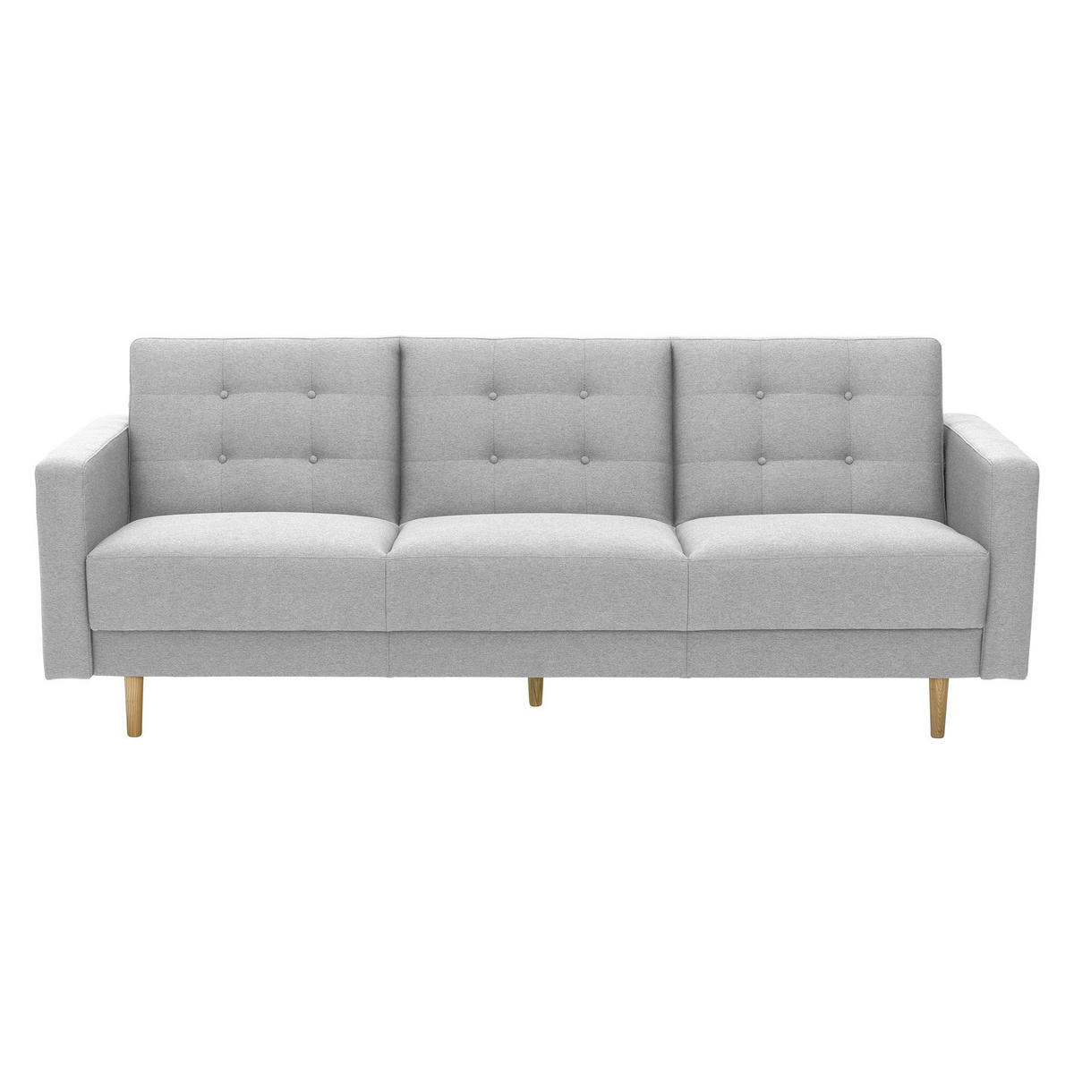 SOFA 3-Sitzer mit Bettfunktion Kazia Flachgewebe hellgrau - Hellgrau, Kunststoff (83/81/224cm) - 58aufmkessel