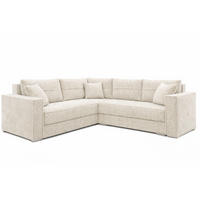 ECKSOFA PARIS – L-Form mit Schlaffunktion & Bettkasten Flauschiger Cord Stoff POSO Beige - Beige, Kunststoff (239/222cm) - Wohnideebilder