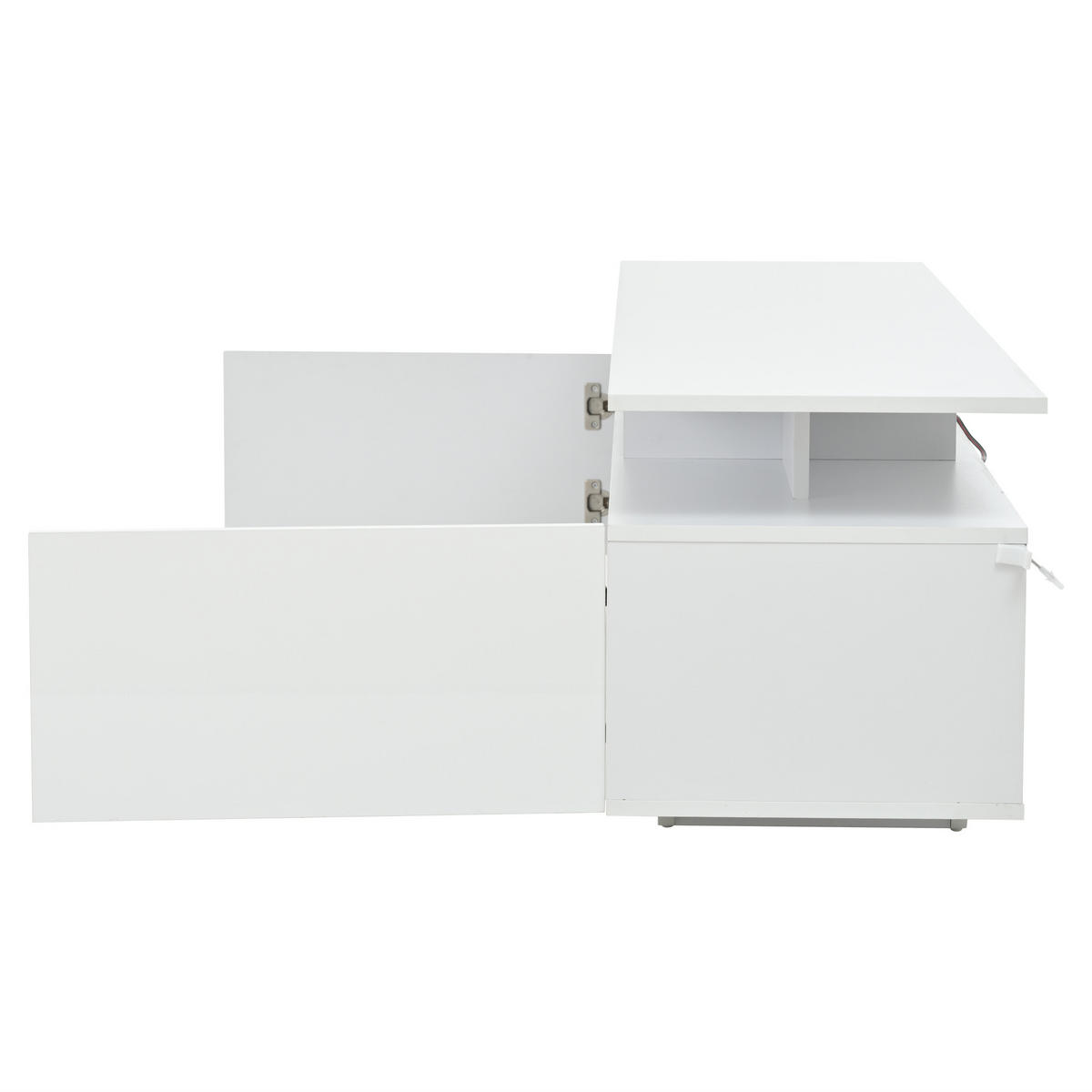 TV-LOWBOARD 160x40x45 cm LED Hochglanz 2 Schränke MDF - Weiß, Holzwerkstoff (40/45/160cm) - FLIEKS