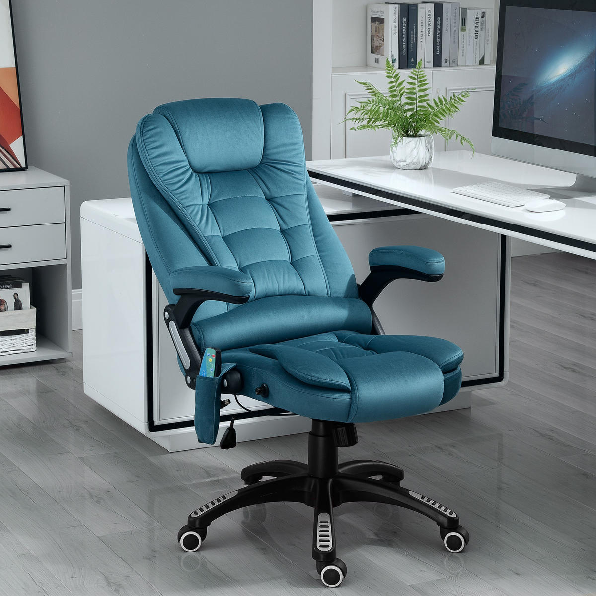 MASSAGESESSEL Chefsessel Gamingstuhl Drehstuhl Massagebürostuhl Blau - Blau/Schwarz, Kunststoff/Textil (74/116/67cm) - Vinsetto