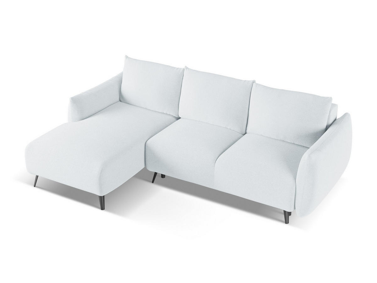 ECKSOFA mit Schlaffunktion Chenille Stoff Blau - Blau/Schwarz, Textil/Metall (162/242cm) - Makamii