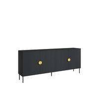 KOMMODE Graphitschwarz 213/87,6/40 - Schwarz, Holzwerkstoff (213/88/40cm) - RAUMHIRSCH FURNITURE