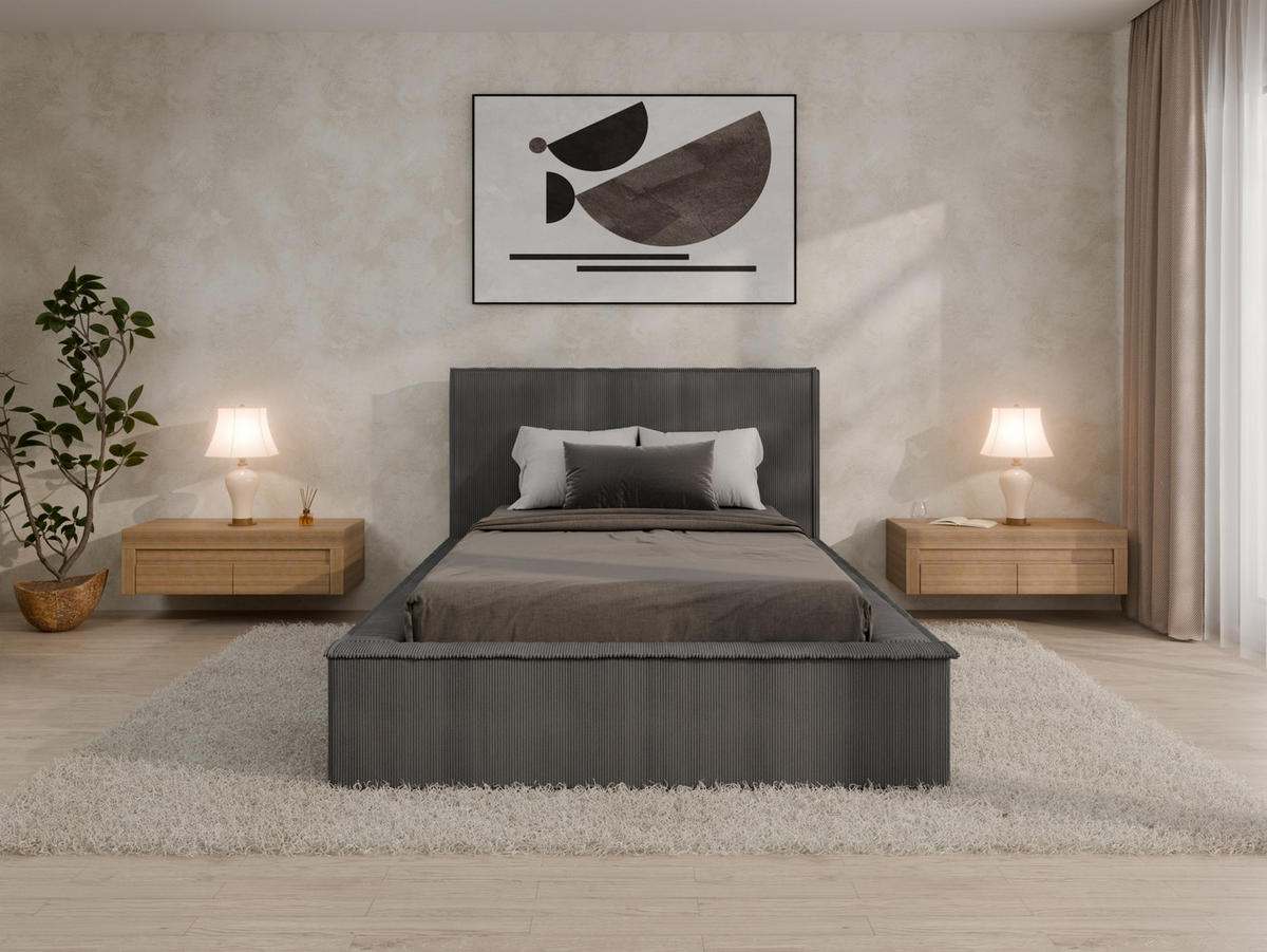 POLSTERBETT SANA 120x200cm Elegantes Polsterbett für modernen Wohnstil , ohne matratze, dunkelgrau - Dunkelgrau, Holz (120/200cm) - Panda Möbel