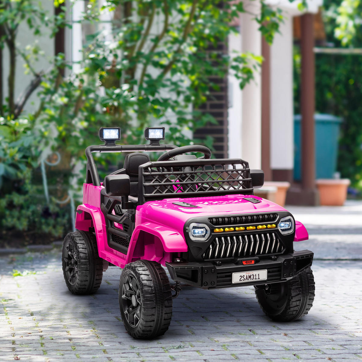 KINDER Elektroauto 12V Kinderauto Elektrisch mit 2,4 GHz Fernbedienung 2 Motor - Rosa, Metall (95/62.5/65cm) - AIYAPLAY
