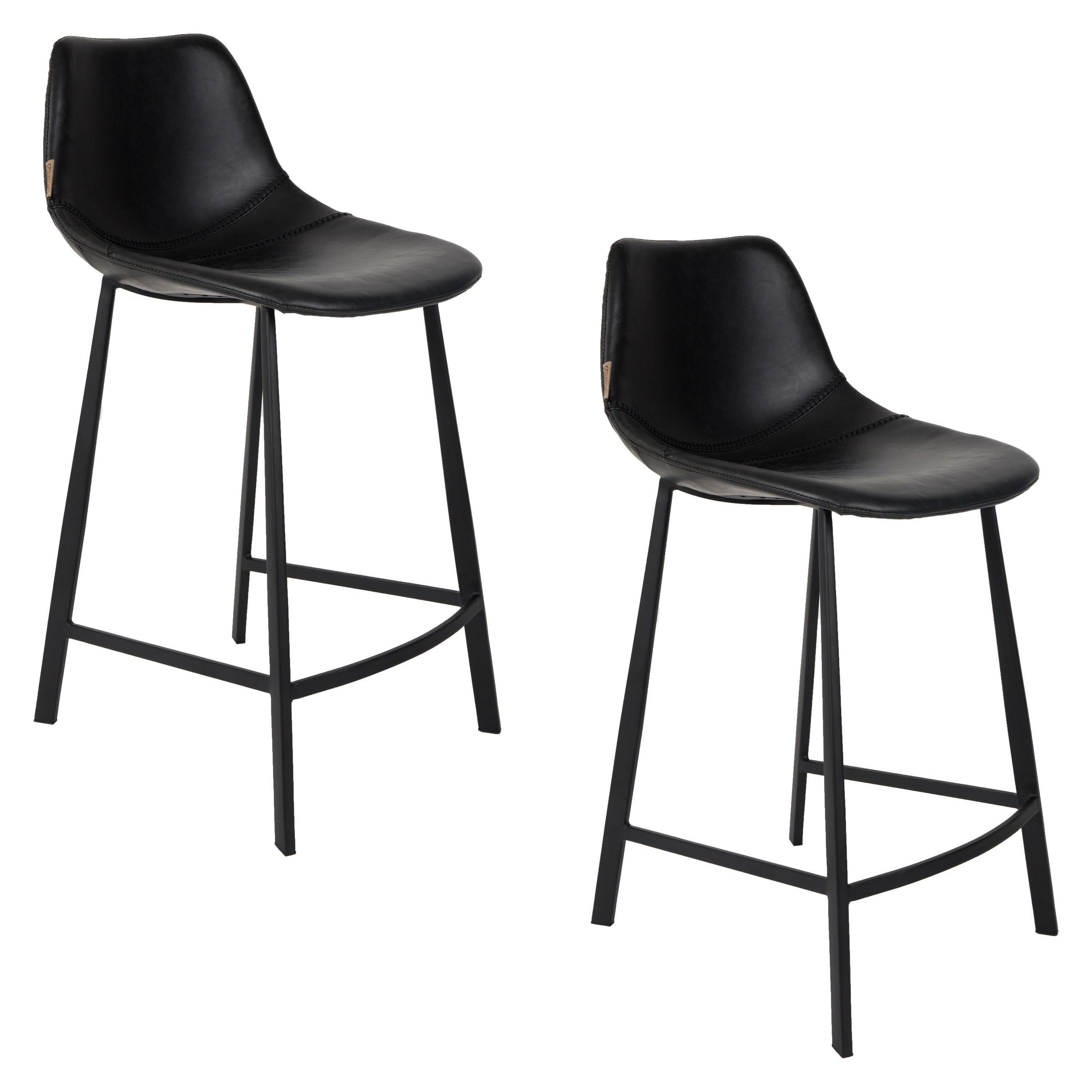 BARHOCKER Franky Rückenlehne 65 cm Schwarz - 2 er Set - Schwarz, Kunststoff (45/91/52cm) - Dutchbone