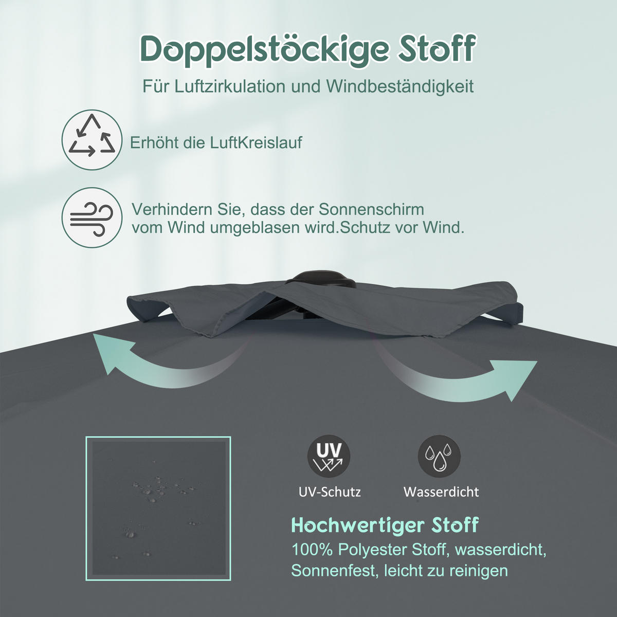 SONNENSCHIRM Knickbar dunkelgrau - Grau, Metall (300/300cm) - ComfortXL