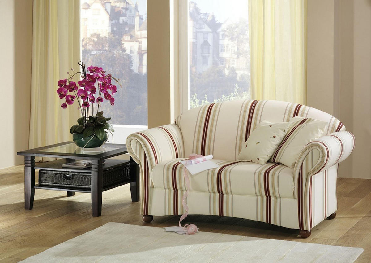 SOFA 2-Sitzer Kama Bezug Flachgewebe Buche nussbaum dunkel / weiß - Rot/Weiß, Kunststoff (151/85/81cm) - 58aufmkessel