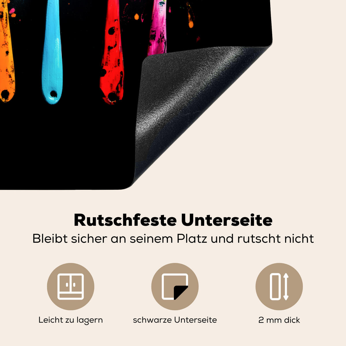 HERDABDECKPLATTE Löffel - Gewürze - Modern - Graffiti - Farbe - Farbenfroh 77x59 cm - Multicolor, Kunststoff (77/0.2/59cm) - MuchoWow