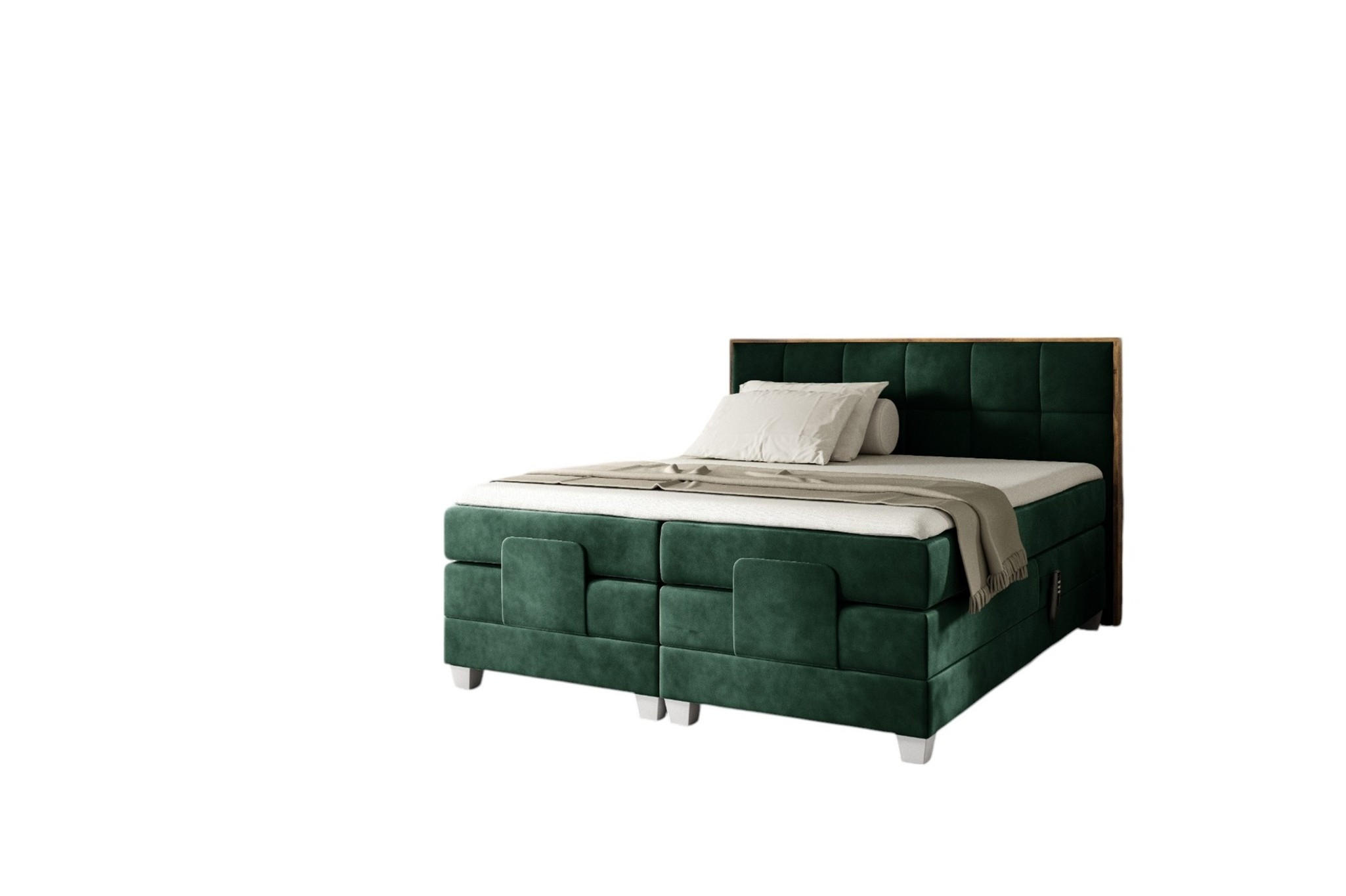 BOXSPRINGBETT Elektrisch Henry - Grün, Holzwerkstoff/Textil (200/200cm) - Fun Möbel