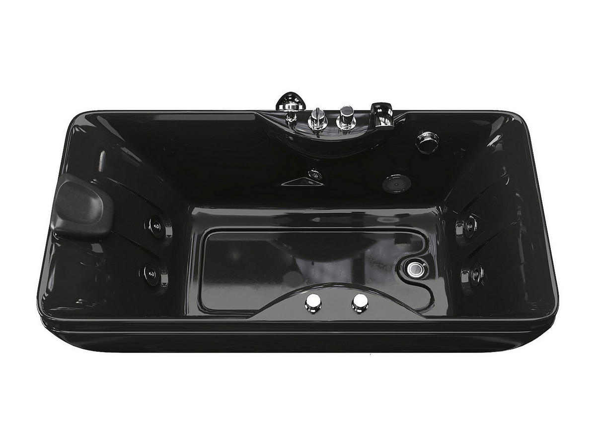 WHIRLPOOLBADEWANNE - 1 Person - Acryl - Schwarz - - Schwarz, Kunststoff (150/54.5/75cm) - Vente-Unique