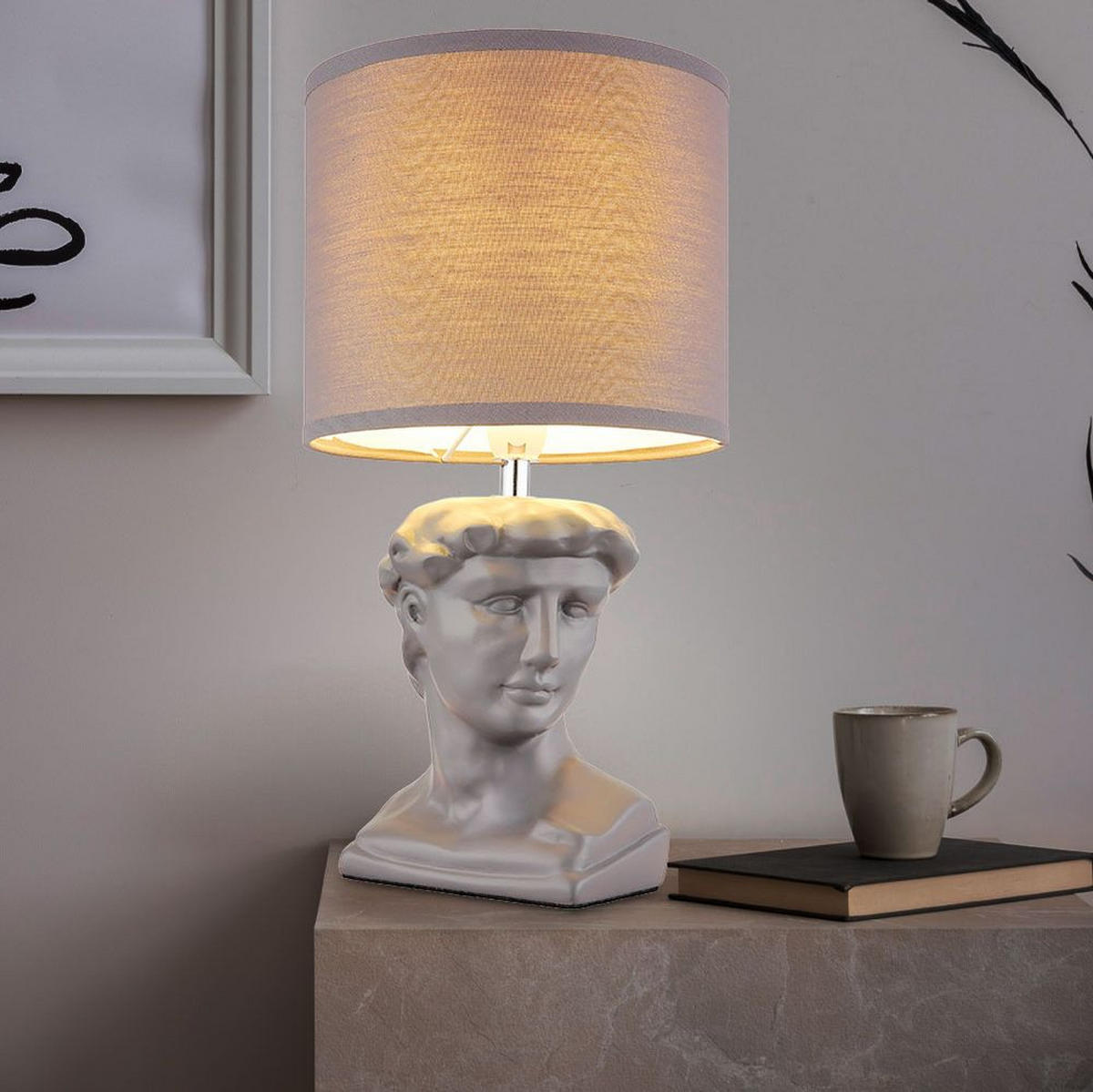 TISCHLEUCHTE Hermes Grau Textil - Grau, Textil (17.5/17.5/33cm) - Globo Lighting