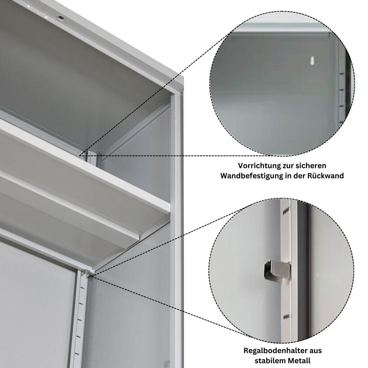 STAHLSCHRANK Bee mit 4 lackierten Fachböden 195x120x60 cm Korpusfarbe Lichtgrau Frontfarbe Enzianblau - Blau, Metall (120/195/60cm)