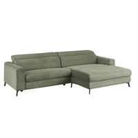 ECKSOFA LAISKA Grün Cord - Schwarz/Olivgrün, Textil/Metall (282/177cm) - KAWOLA