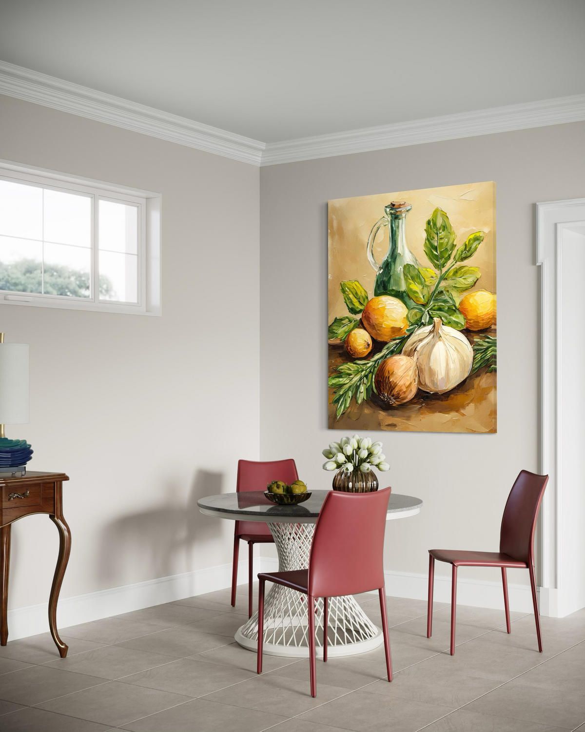 WANDBILD essen in der küche - Beige, Textil (40/60cm) - Feeby