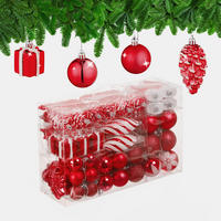 72-TLG.WEIHNACHTSKUGELN-SET - Rot, Kunststoff (38/24/12cm) - Relaxdays
