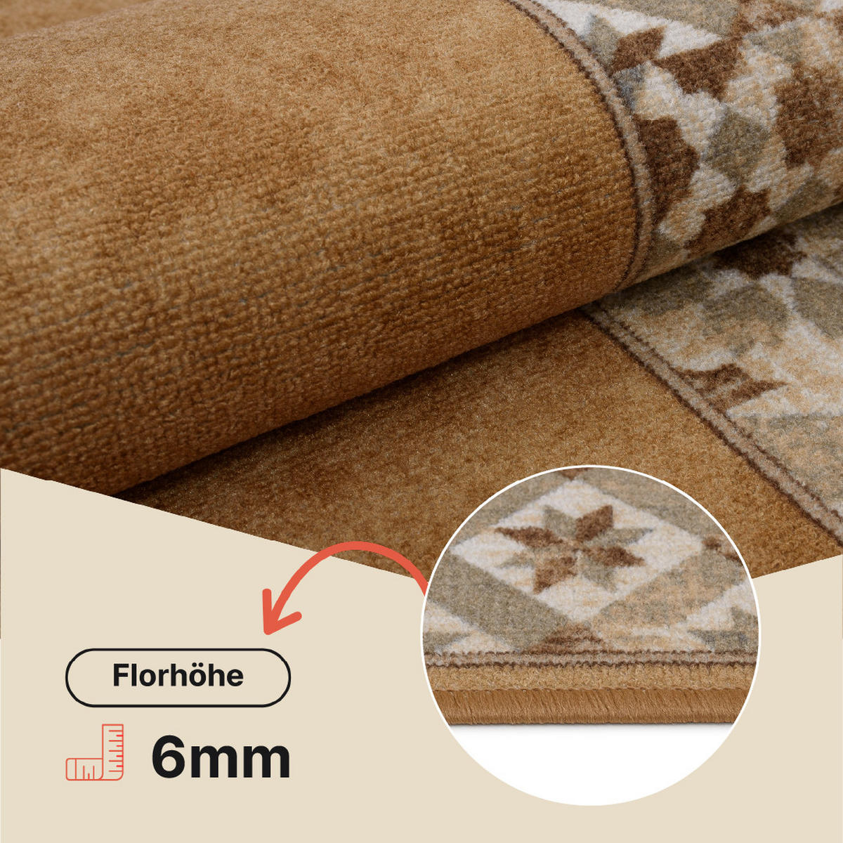 TEPPICHLÄUFER Anti-Rutsch Sandfarben rutschfest Gummiunterlage 67/400 cm - Sandfarben, Textil (67/400cm) - Tapiso
