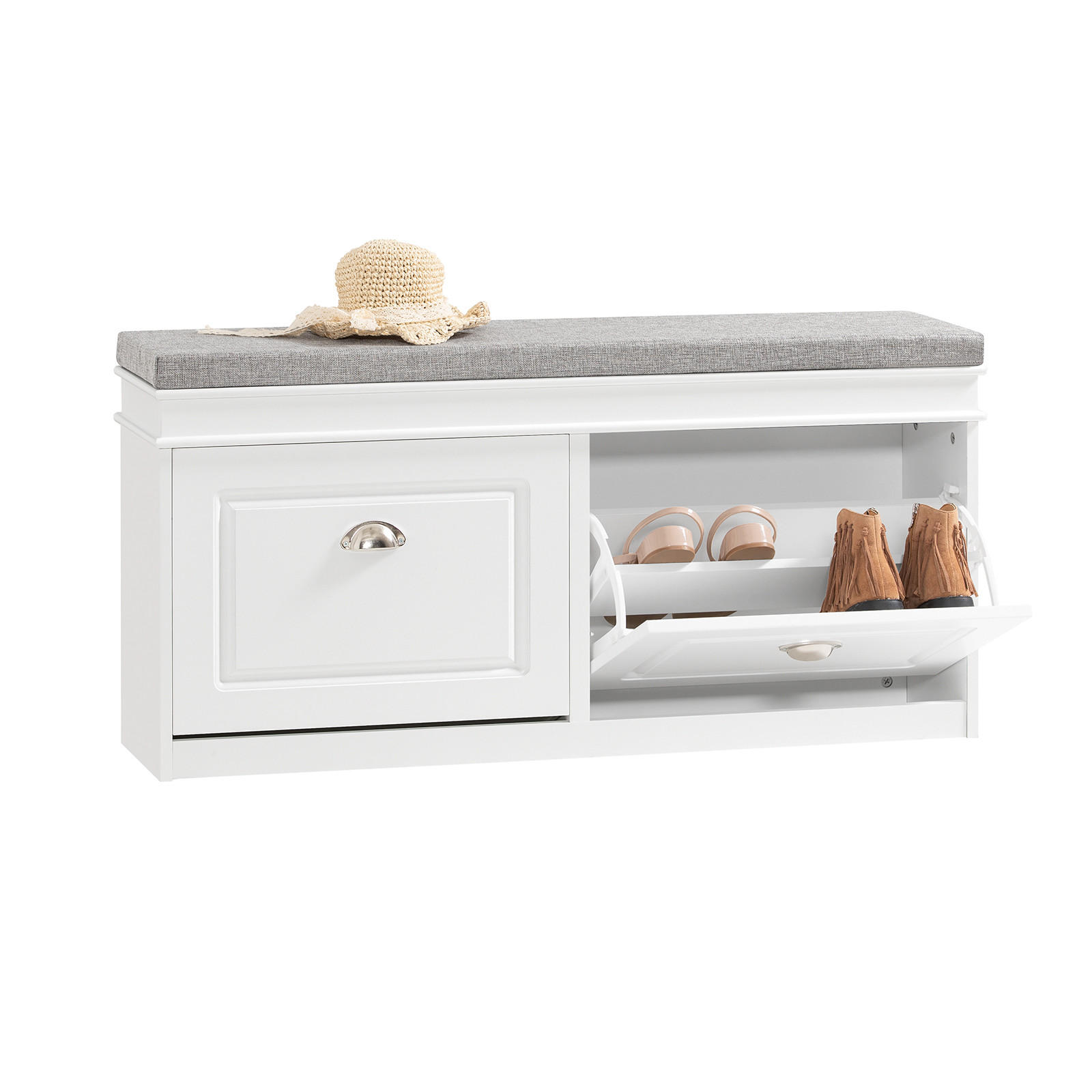 SCHUHBANK Weiß - Weiß, Holzwerkstoff (104/52/24cm) - SoBuy