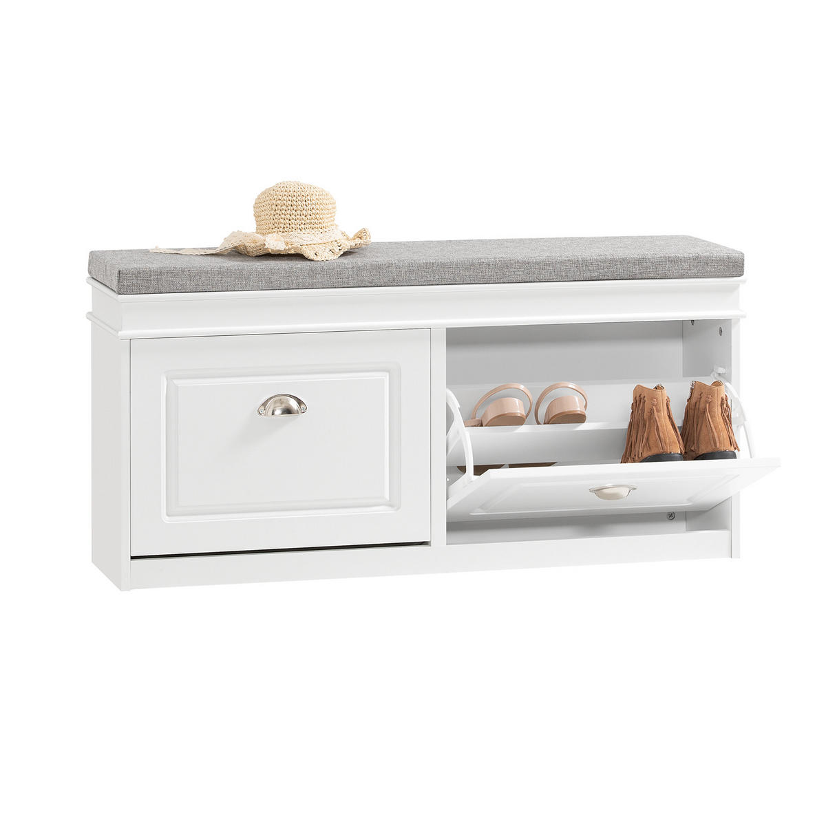 SCHUHBANK Weiß - Weiß, Holzwerkstoff (104/52/24cm) - SoBuy