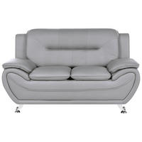 2-SITZER-SOFA Kunstleder Grau Leira - Dunkelgrau/Silberfarben, Kunststoff (147/86/78cm) - Beliani