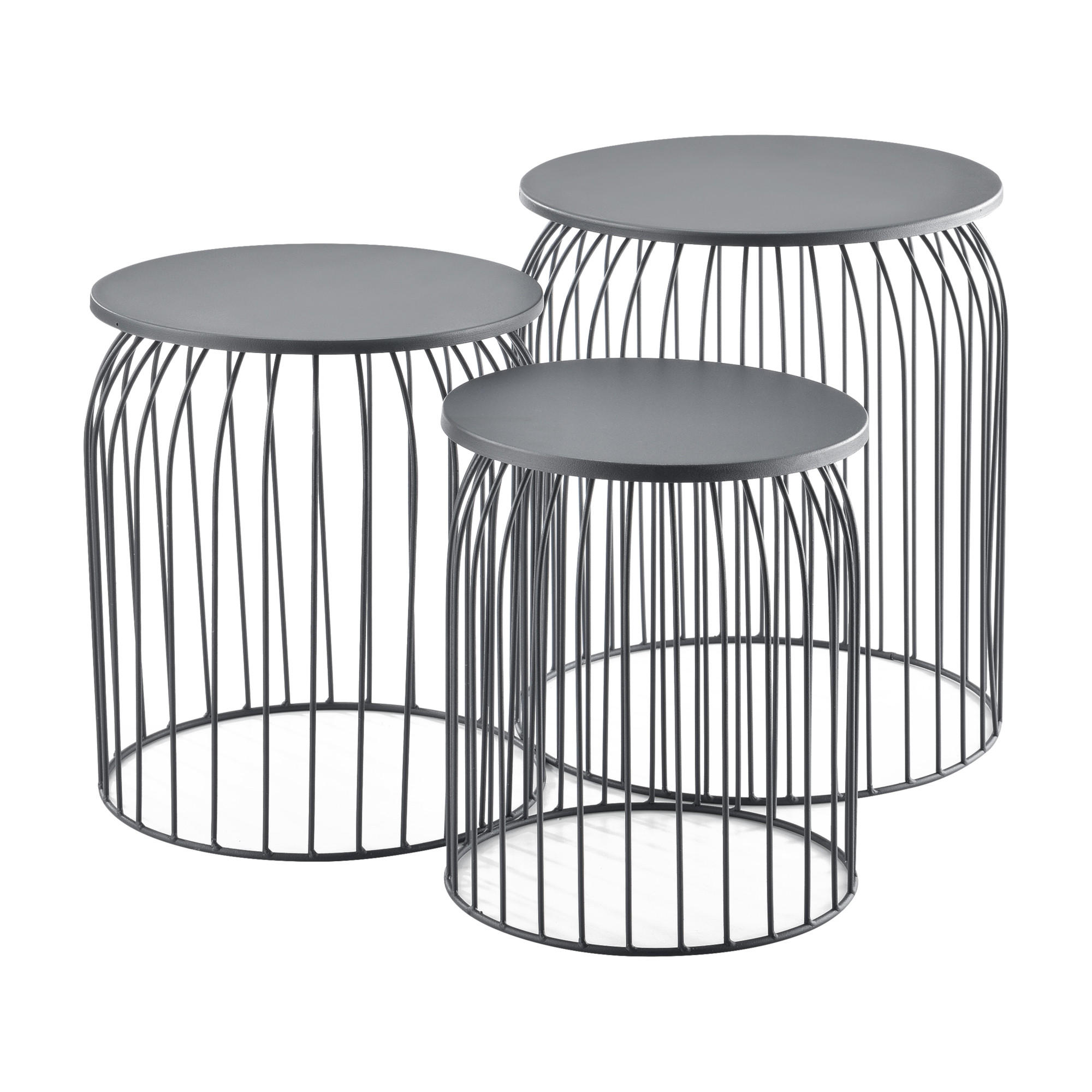 BEISTELLTISCH Amherst 3er Set - Grau, Metall (40/40/46cm) - [en.casa]