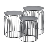 BEISTELLTISCH Amherst 3er Set - Grau, Metall (40/40/46cm) - [en.casa]