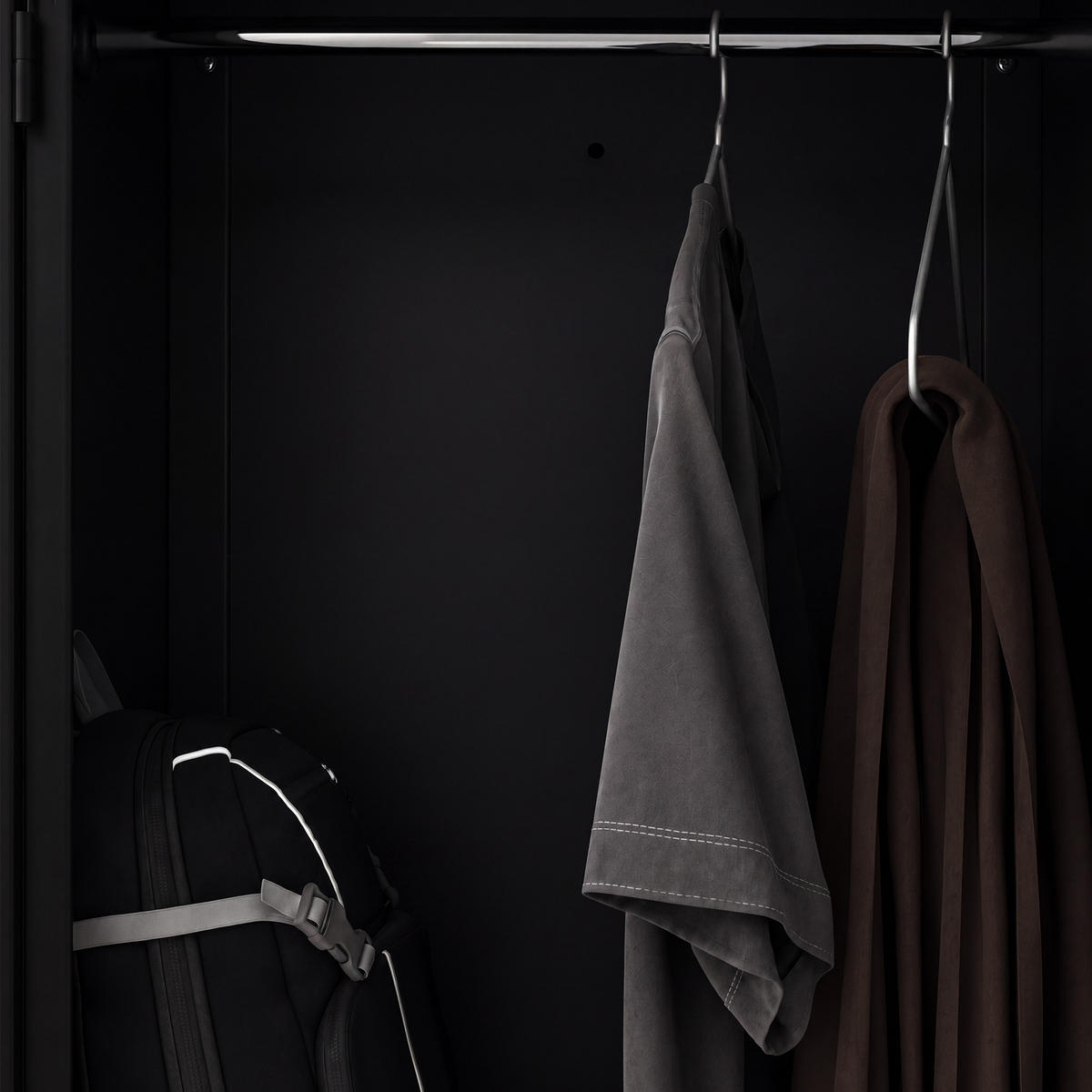 KLEIDERSCHRANK L-Form JULIA 185x80x45 cm - Schwarz, Metall (80/185/45cm) - Jan Nowak