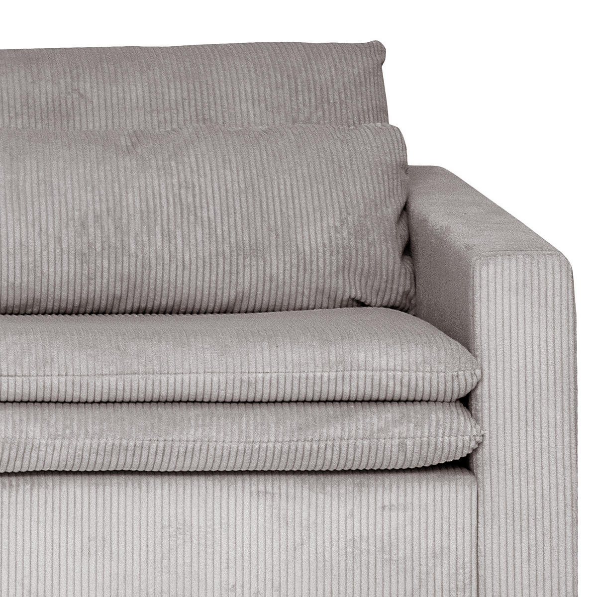 BIGSOFA - Eichefarben/Hellgrau, Eichenholz/Textil (240/82/104cm) - home24