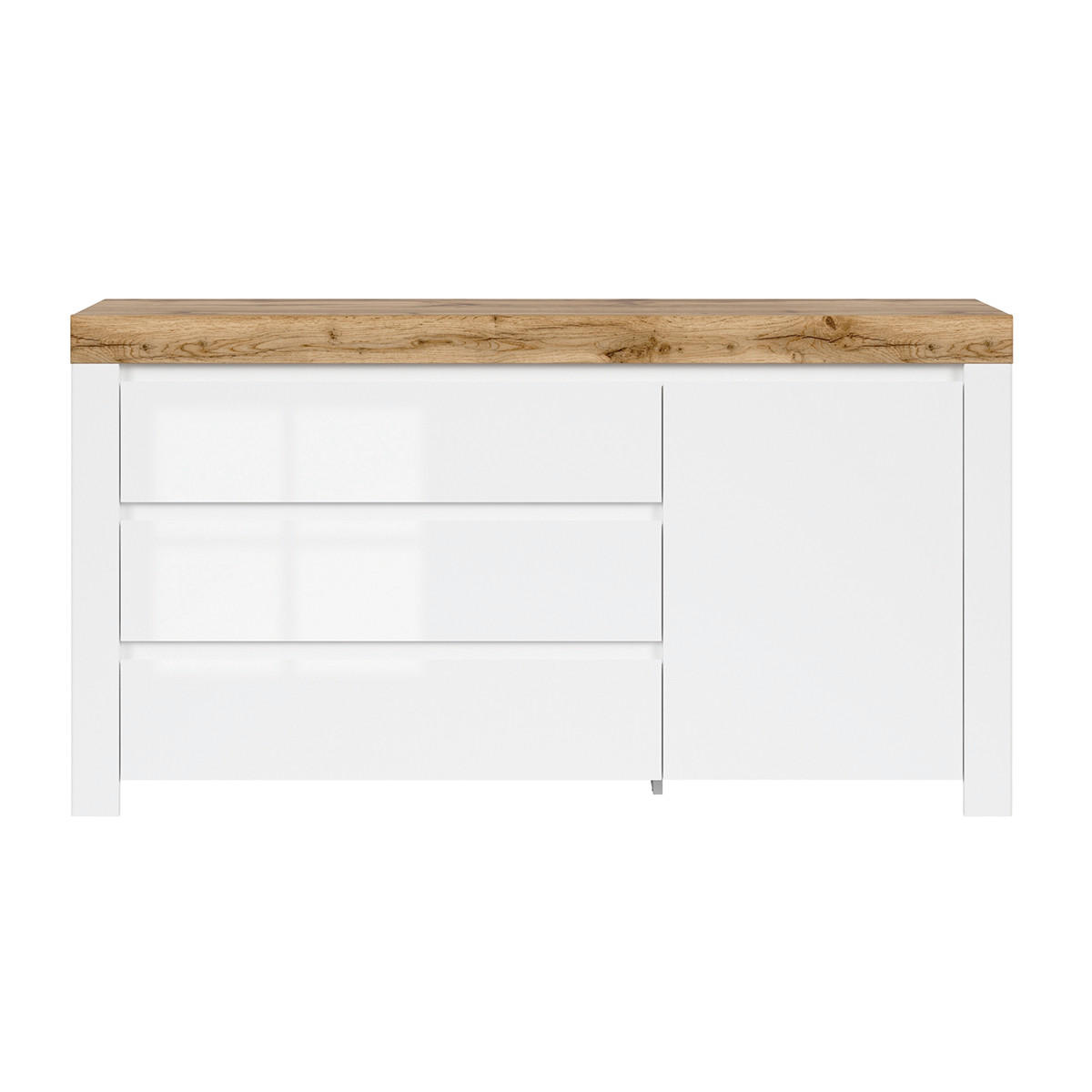 SIDEBOARD Hella Weiß und Holz - Weiß, Holzwerkstoff (156/84/42cm) - Petits-meubles