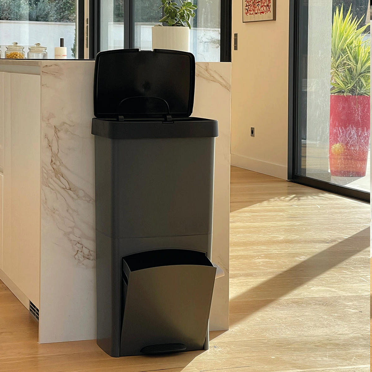 MÜLLEIMER PICEA grau - Grau, Kunststoff (29/76.5/39cm) - Kitchen Move