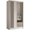 SCHWEBETÜRENSCHRANK Nela 120/216/61 weiß mit Schubladen - Schwarz/Weiß, Holzwerkstoff (120/216/61cm) - Beautysofa