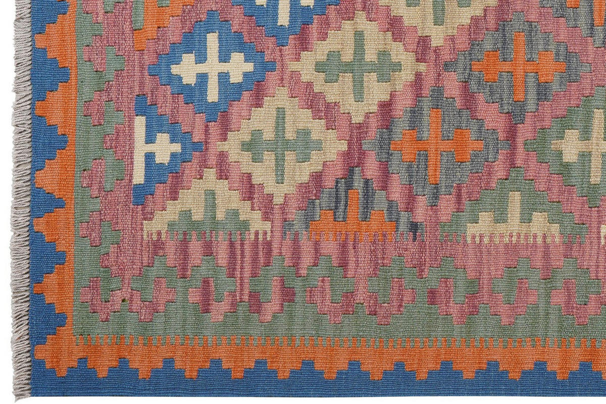 KELIM-TEPPICH handgewebt Gashgai Rosa 179/124 cm Schurwolle - Pink, Textil (124/179cm) - Looma
