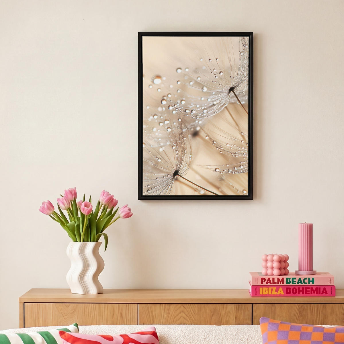 LEINWAND Bilder mit Rahmen - Löwenzahn - Abstrakt - Natur - Beige - 20x30 - Braun, Textil (20/30cm) - MuchoWow