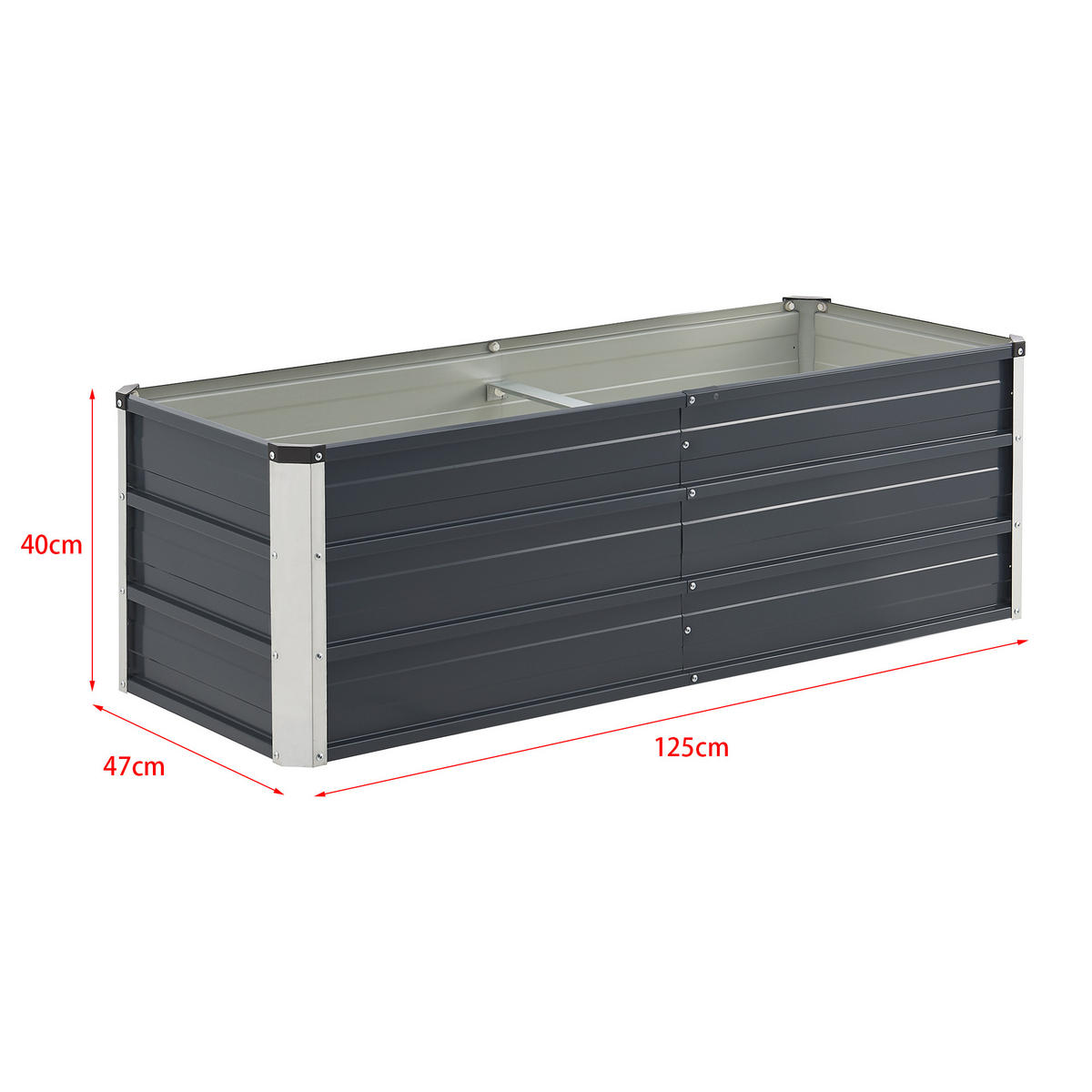 PFLANZBEET Nijmegen - Anthrazit, Metall (125/40/47cm) - [en.casa]