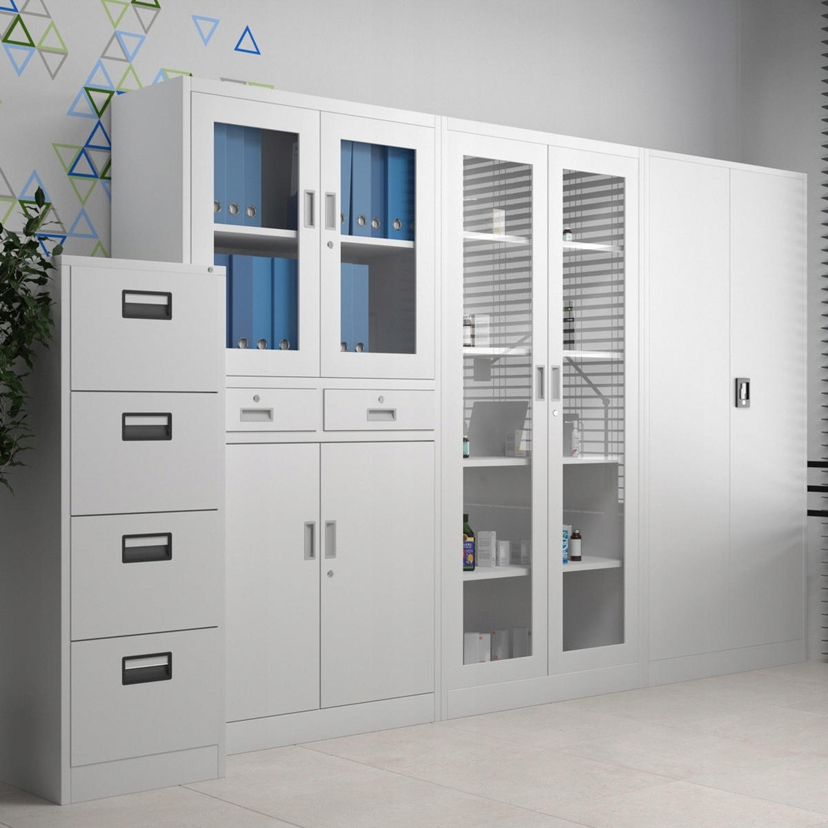 AKTENSCHRANK JAN H - Anthrazit/Weiß, Metall (90/195/40cm) - Jan Nowak