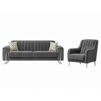 SITZGARNITUR Kochi, Grau Stellvariante 3+1 - Grau, Holzwerkstoff/Metall (243/85/95cm)