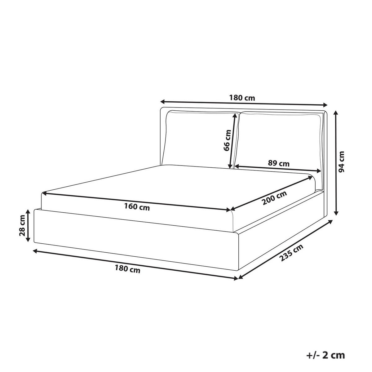 BETT mit Lattenrost 160/200 cm Cremeweiß Bajonna - Schwarz/Weiß, Textil (160/200cm) - Beliani