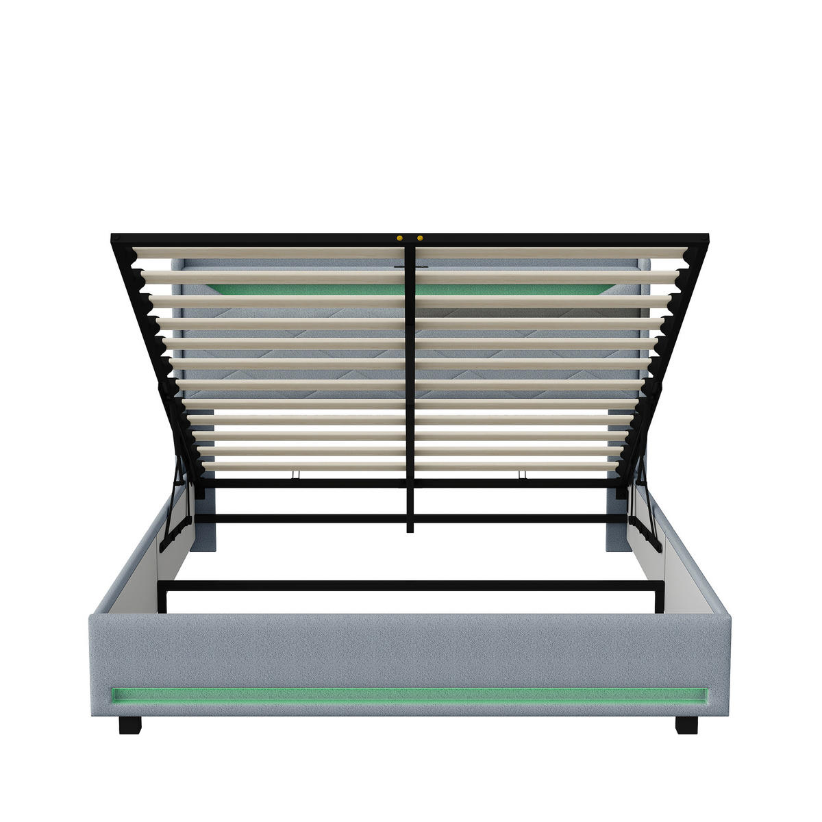 POLSTERBETT 140x200 cm mit LED, USB-Anschluss, Bettkasten und Stauraum-Kopfteil, Grau - Grau, Holz (160/200cm)