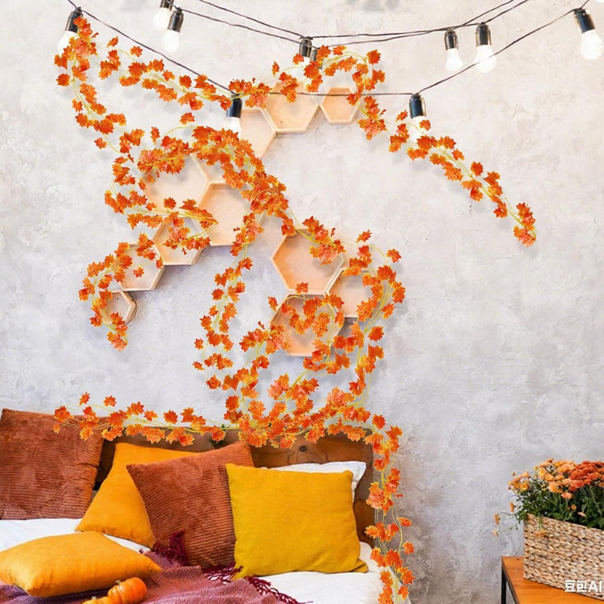 HERBSTGIRLANDE 12-teiliges Set 240 cm - Orange, Kunststoff (5cm)